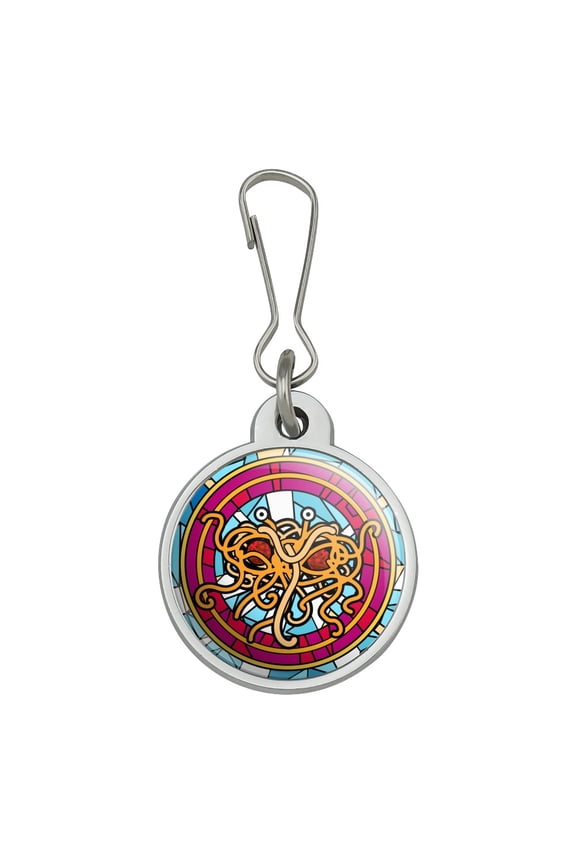 Flying Spaghetti Monster Stained Glass Jacket Handbag Purse Luggage Backpack Zipper Pull Charm