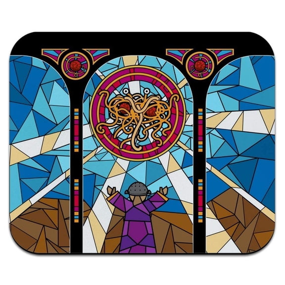 Flying Spaghetti Monster Stained Glass Low Profile Thin Mouse Pad Mousepad