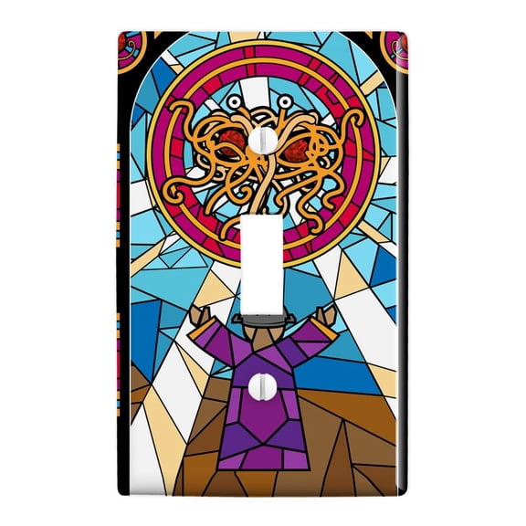 Flying Spaghetti Monster Stained Glass Plastic Wall Decor Toggle Light Switch Plate Cover