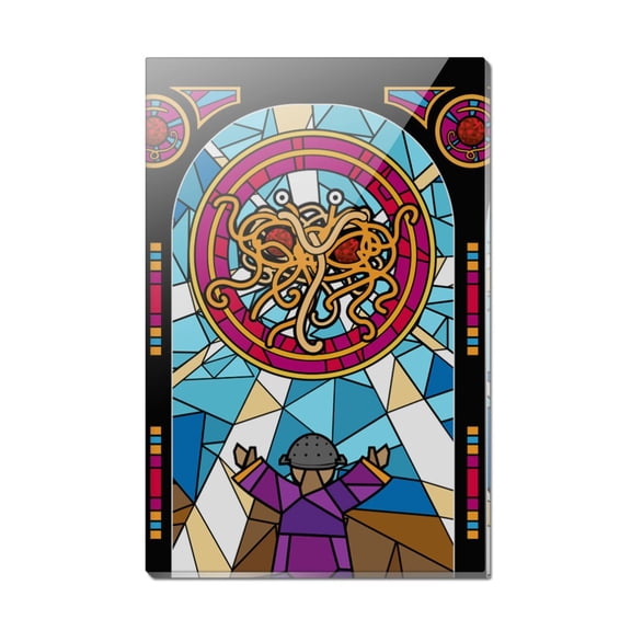 Flying Spaghetti Monster Stained Glass Rectangle Acrylic Fridge Refrigerator Magnet