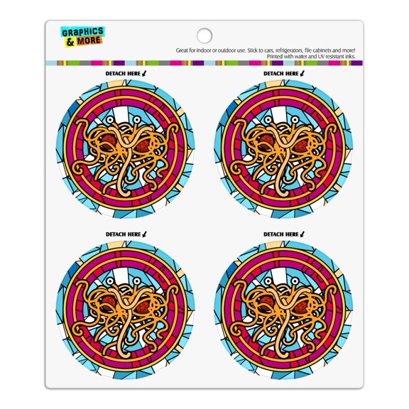 Flying Spaghetti Monster Stained Glass Refrigerator Fridge Locker Vinyl Circle Magnet Set