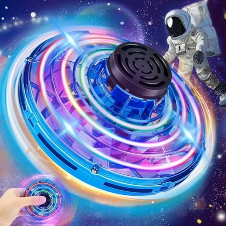 Flying Fidget Spinner Toy, Hover Ball, Hand Operated Mini UFO Galexy Ball with 360° Rotating, LED Light, Indoor Outdoor Mini UFO Drone Toy for Boys Girls Gift, 1pc