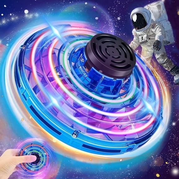 Flying Fidget Spinner Toy, Hover Ball, Hand Operated Mini UFO Galexy Ball with 360 Rotating, LED Light, Indoor Outdoor Mini UFO Toy for Boys Girls Gift, 1pc