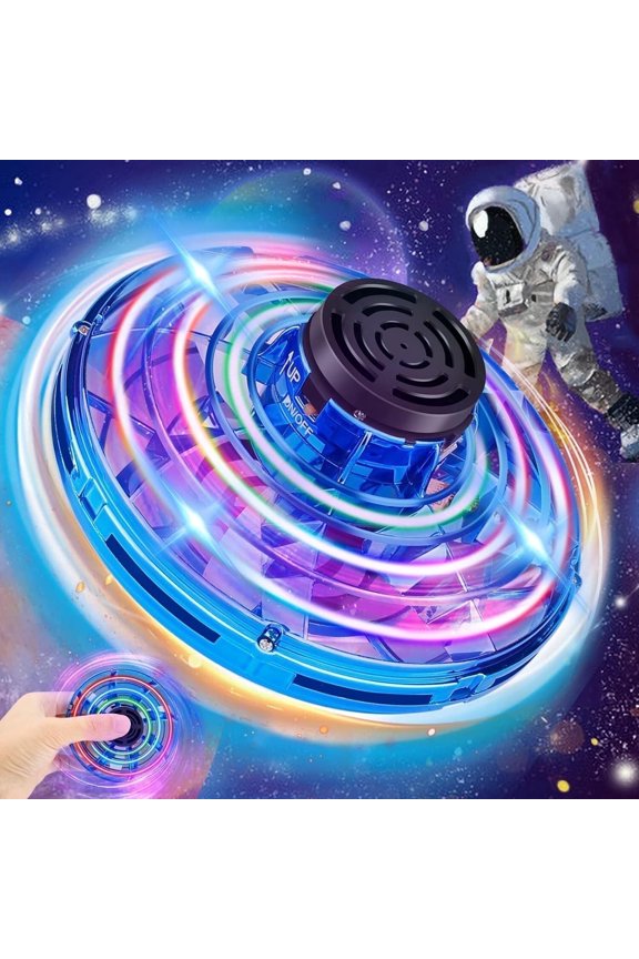 Flying Fidget Spinner Toy, Hover Ball, Hand Operated Mini UFO Galexy Ball with 360 Rotating, LED Light, Indoor Outdoor Mini UFO Toy for Boys Girls Gift, 1pc