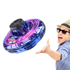 Flying Spinner, Mini UFO Flying Orb Ball Toy, Hand Operated 360 Rotating Flying Fidget Spinner with LED Light, Smart Sensor Hover Interactive Indoor Outdoor Fun Toy for Kids Teens Adults, Blue