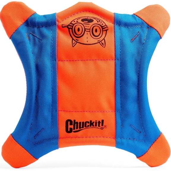 Flying Squirrel Fetch Dog Toy - Water Floating Flyer - Soft and Durable Polyester Canvas Construction - For Small Dogs - Size Small - 8.25-inch Diameter - Pack of 1 - Orange and Blue