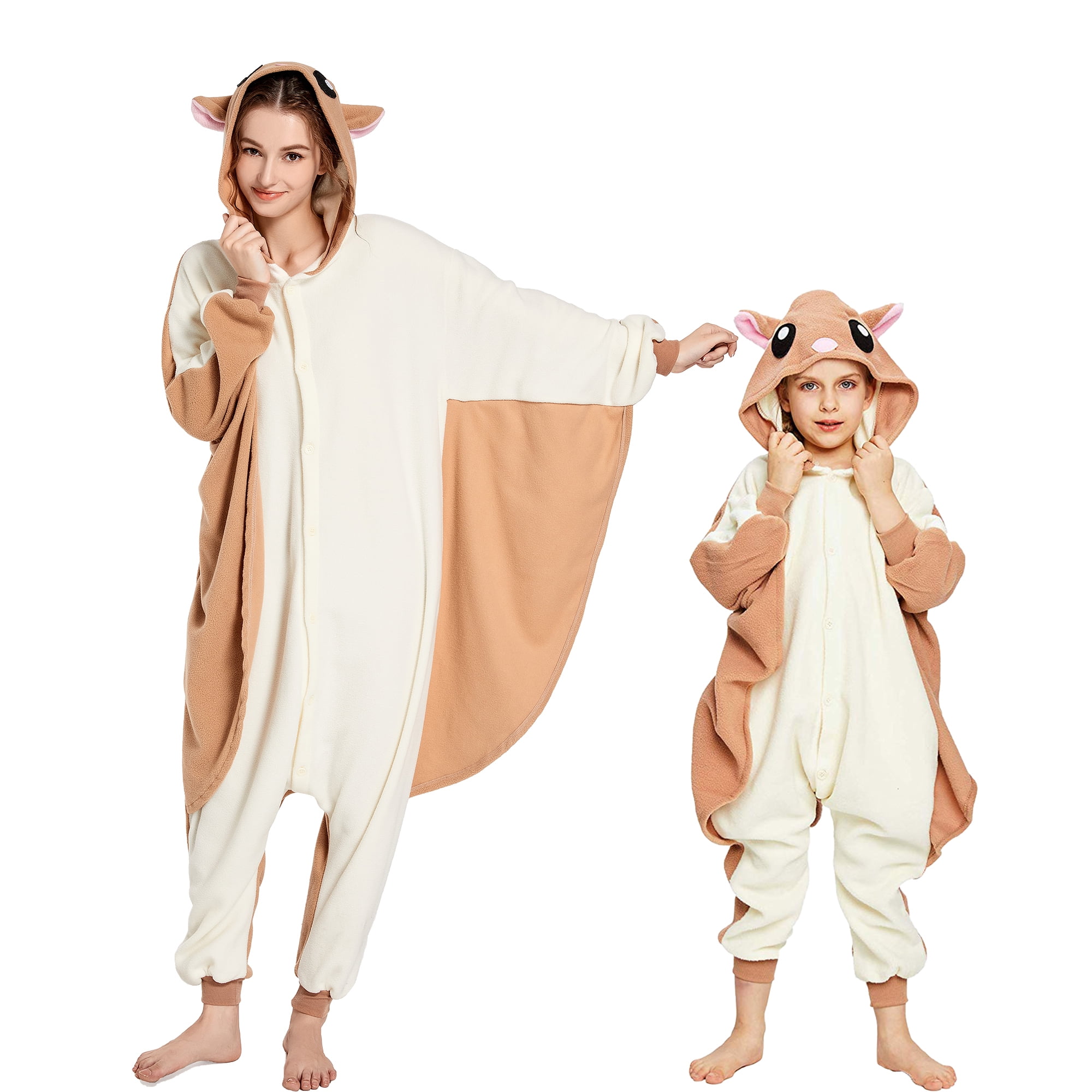 Flying Squirrel Onesie Adult CANASOUR Brown Animal One-piece Pajamas Cosplay Polyester Suit X-Large