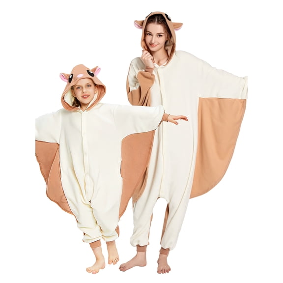 Flying Squirrel Onesie Adults Unisex Animal Pajama Polyester One-Piece Sleepwear for Women and Men Medium