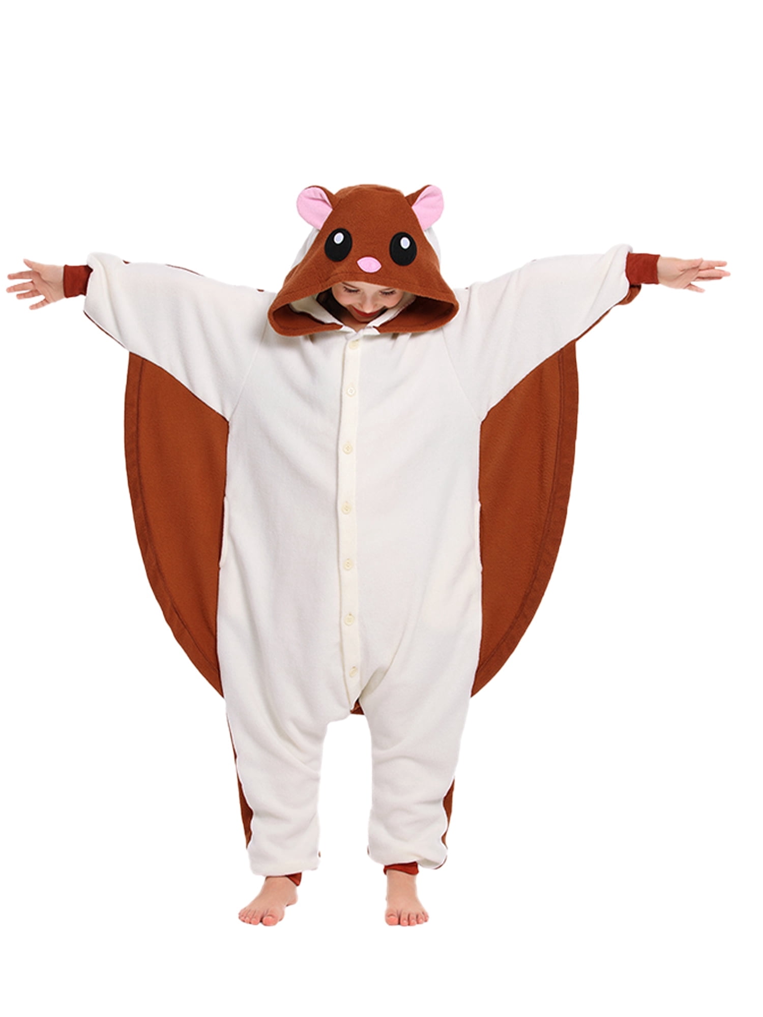 Flying Squirrel Onesie Pajama Kids Unisex Animal Costumes Polyester One-Piece Sleepwear for Boys and Girls 8-10Years