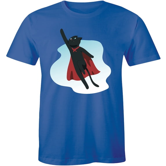 Flying Super Black Cat in Sky Print Men's Superhero Fly Magic Kitten T-Shirt