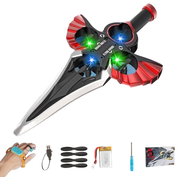 Flying Sword Drone, Remote Control Flying Machine with Gesture Control, 360° Flip LED Lights, RC Flying Toy for Adults Beginners, Indoor Outdoor Hovering Aircraft Red