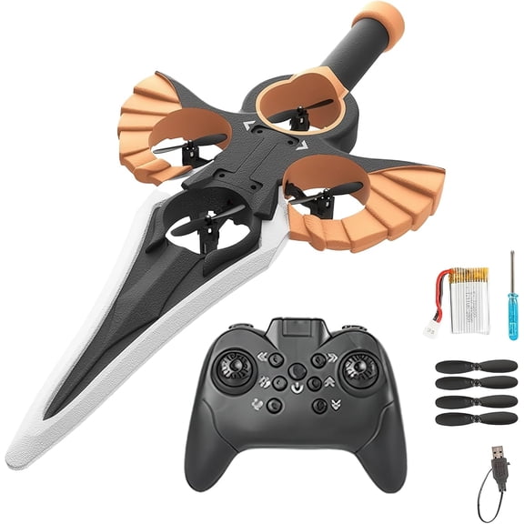 Flying Sword RC Glider with Gesture & Remote Control, 3-Speed Stunt Plane, Lightweight Easy to Fly RC Glider, Dual Control (Bronze with Handle‑Type Remote)