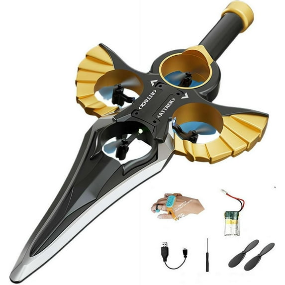 Flying Sword RC Glider, RC Controlled with Autopilot & Gyro Stabilizer, 3-Speed Stunt Plane, Easy to Fly RC Glider Outdoor Toy for Adults & Teens (Bronze-Colored Watch Model)