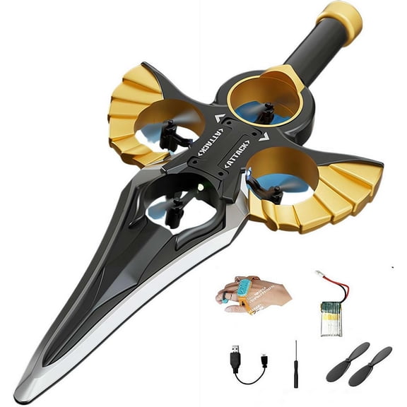 Flying Sword RC Glider, RC Controlled with Autopilot & Gyro Stabilizer, 3-Speed Stunt Plane, Easy to Fly RC Glider Outdoor Toy for Adults & Teens (Bronze-Colored Watch Model)