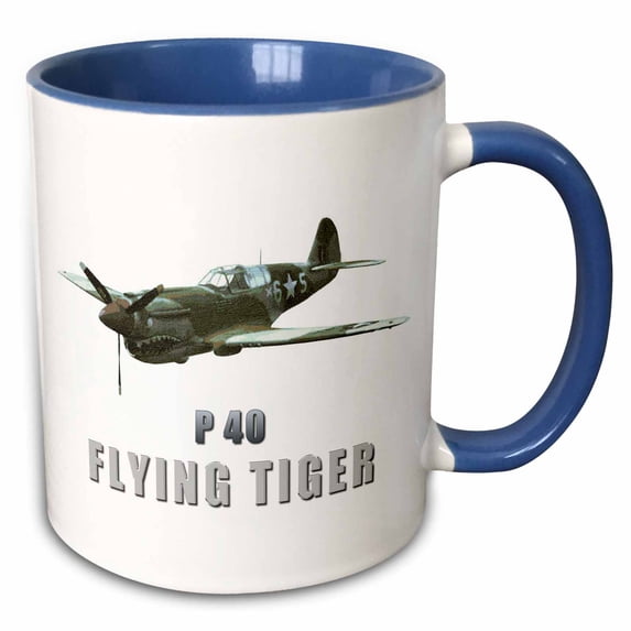 3drose, Flying Tiger Aircraft, 15oz Two-tone Blue Mug