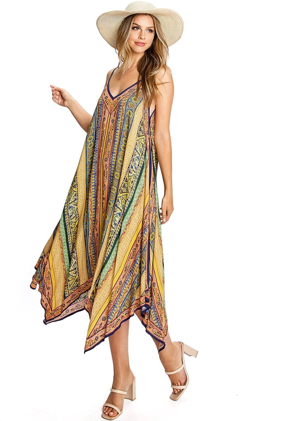 Free Market Womens Bold Print Asymmetrical Dress (Rust, Large)