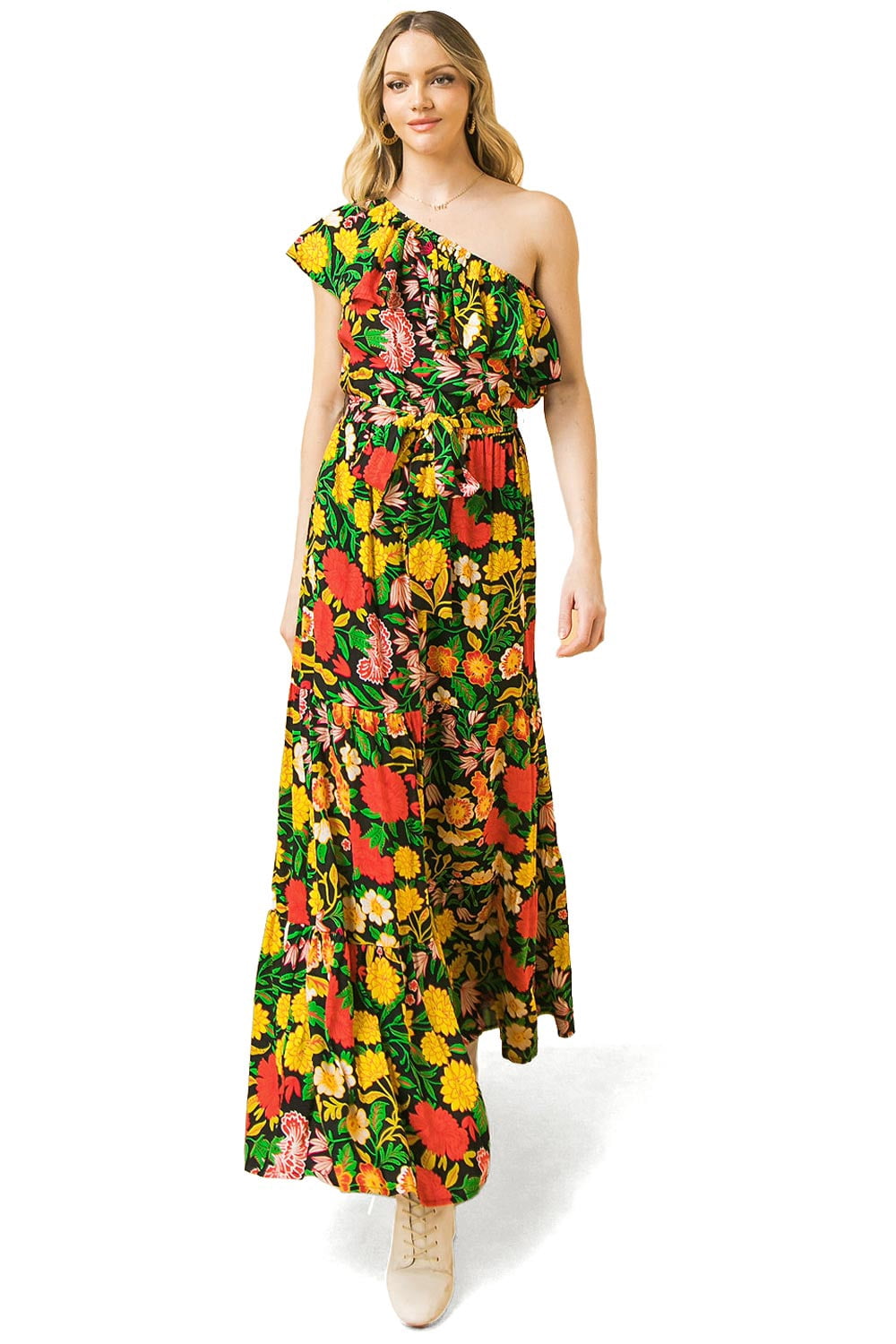 puff sleeve off shoulder dress 1930s Solid Off-Shoulder Smocked Puff Sleeves Dress