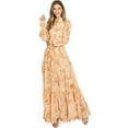 thumbnail image 1 of Flying Tomato Women's Collar Neckline, Long Sleeve Floral Maxi Dress (Small, Peach), 1 of 5