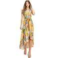 thumbnail image 1 of Flying Tomato Women's Floral Print Wrap Day Dress (S, Yellow), 1 of 4