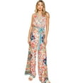 thumbnail image 1 of Flying Tomato Women's Juniors Boho Printed Halter Wide Leg Jumpsuit (Ivory, Small), 1 of 5