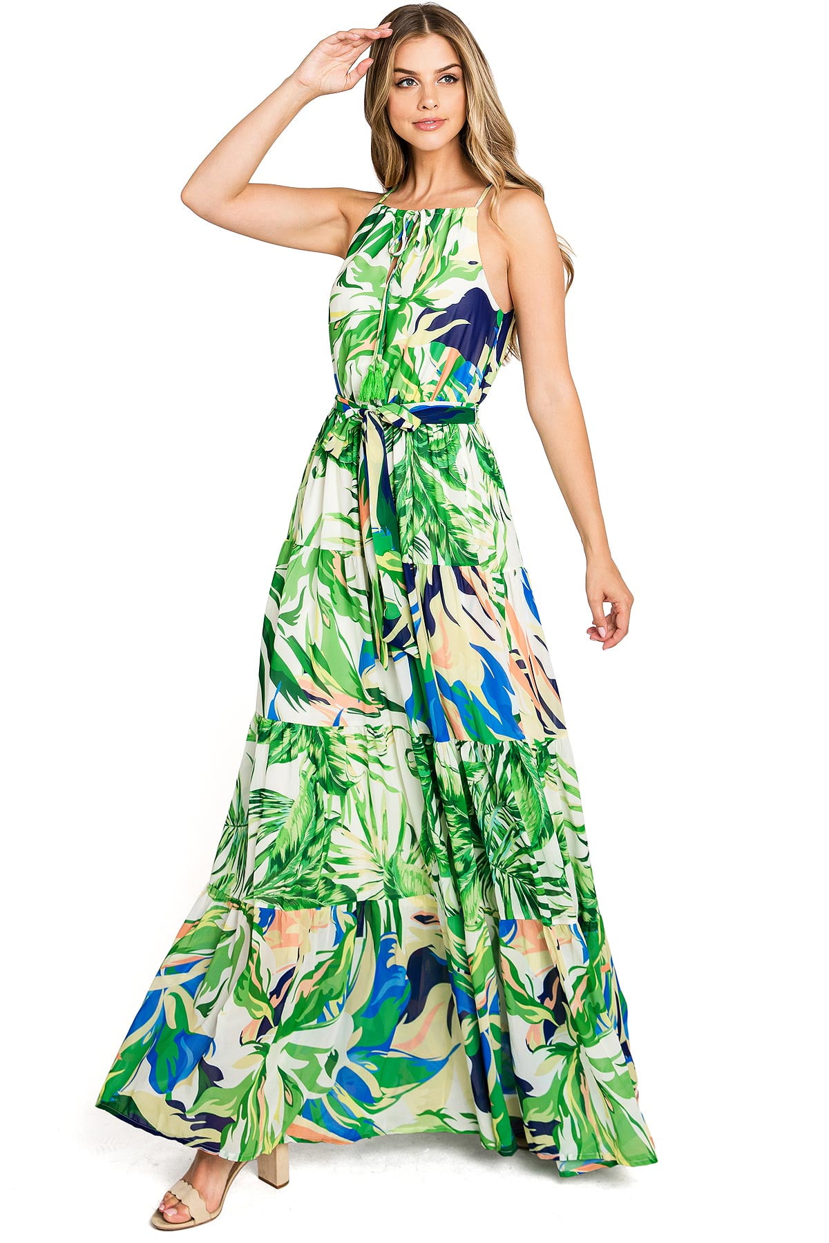 Flying Tomato Women's Lush Tropical Vacation Halter Maxi Dress (Ivory, Small) - Walmart.com Flying Tomato Women's Lush Tropical Vacation Halter Maxi Dress (Ivory, Small) - Walmart.com