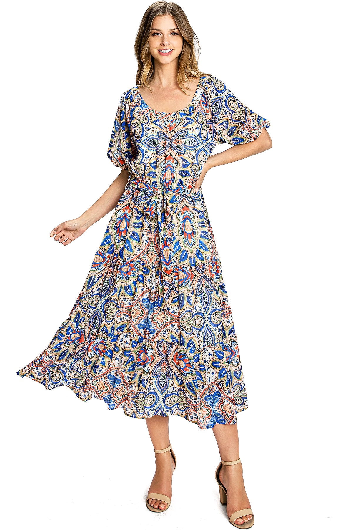 Flying Tomato Women's Paisley Floral Elegant Chiffon Midi Dress (L, Off  White) - Walmart.com