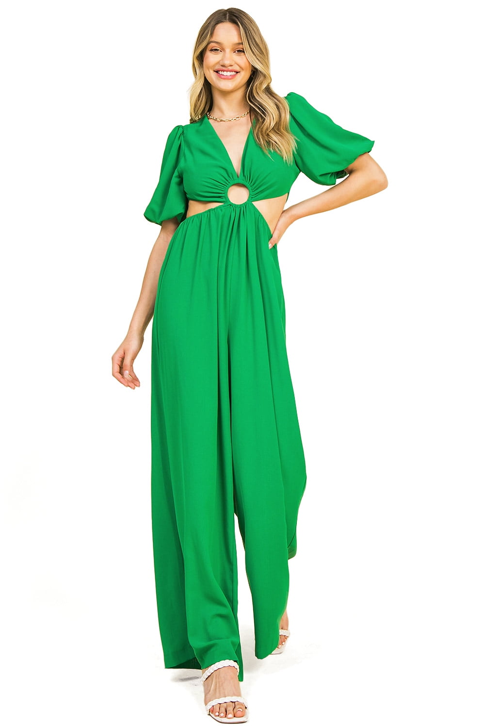 Flying Tomato Women's Statement Cocktail Cut Out Jumpsuit (L, Green) -  Walmart.com