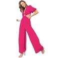 thumbnail image 1 of Flying Tomato Women's Statement Cocktail Cut Out Jumpsuit (S, Fuchsia)), 1 of 4