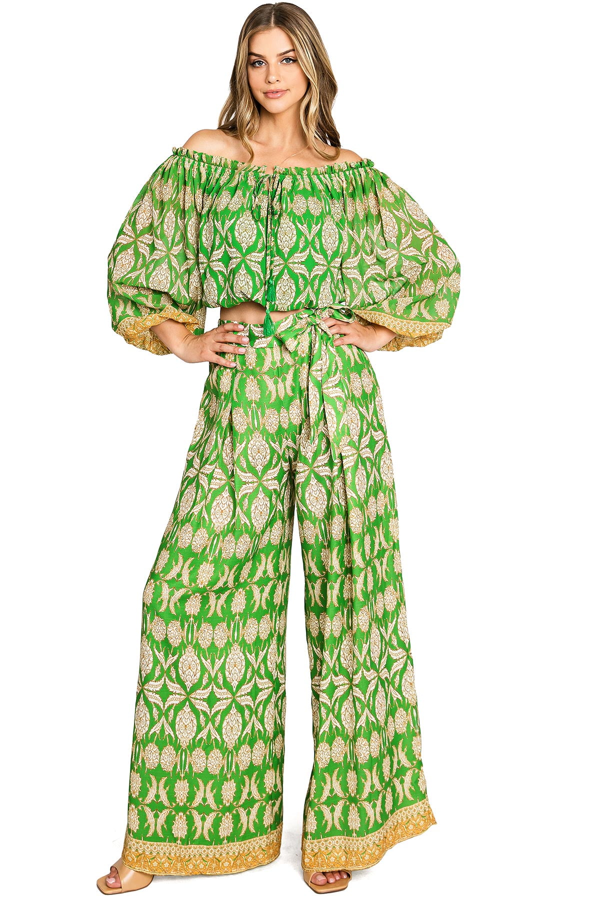 Travel With You Floral 2 Piece Pant Set Ligth Green main image 1
