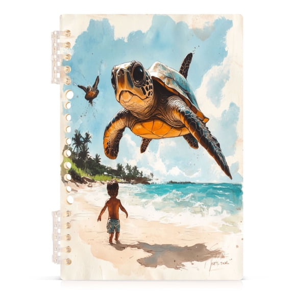 Flying Turtle A5 8.3x5.7in PP Notebook, Adjustable Rings, 60 Sheets, Diary or Journey Note