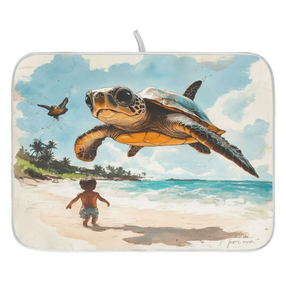Flying Turtle Dish Drying Mat for Kitchen, Quick Drying Absorbent Soft Durable 16" x 18"