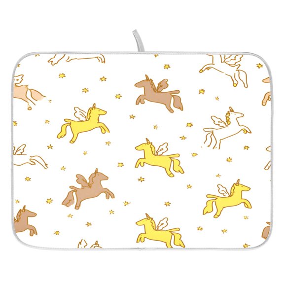 Flying Unicorn Drying Dish Mat Quick Drying Absorbent Soft Durable for Kitchen 18" x 24"