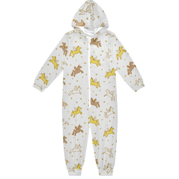Flying Unicorn One Piece Pajamas Soft Jumpsuit Cozy Sleep and Play Romper Zipper and Pockets 5-6T