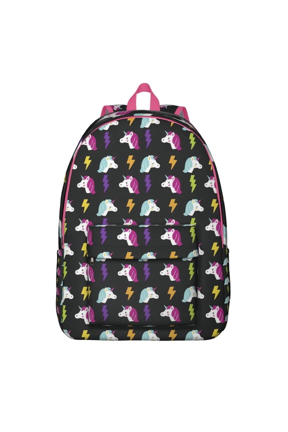 Flying Unicorn Sparkly Pattern School Backpack – Lightweight Canvas Bookbag with Comfortable Carrying, Durable Oxford Material for Gym Sessions and Campus Commuting