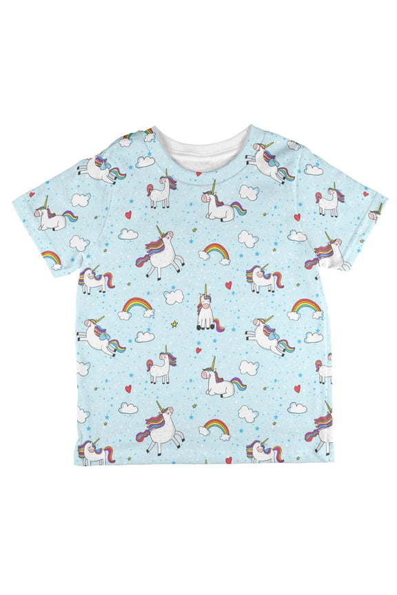 Flying Unicorn Unicorns Sky Repeat Pattern All Over Toddler T Shirt Sky 2T