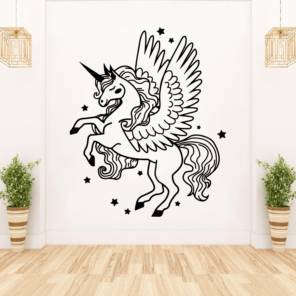 Unicorn Rainbow Fairy Wall Decal For Kids Room - 20x20 Inch Vinyl Wall Sticker For Bedroom, Nursery, Daycare