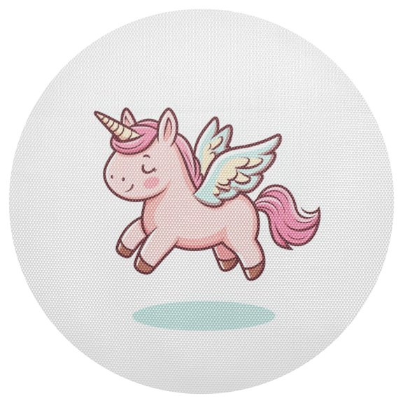 Flying Unicorns PVC Round Grid Placemat Table Mat 1 Pc 15.4" x 15.4"