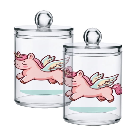 Flying Unicorns Translucent Plastic Cans Storage Canisters with Lid Set of 2
