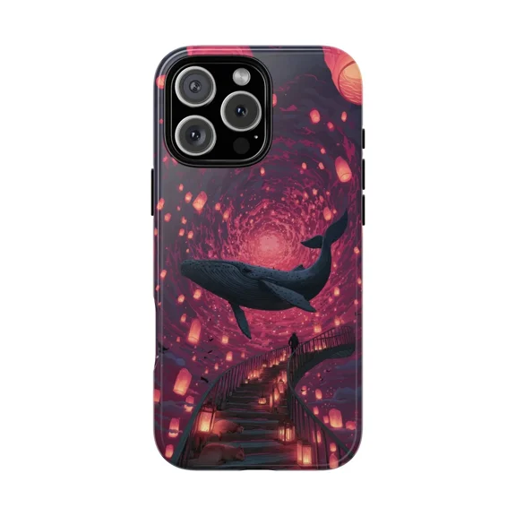 Flying Whale Staircase Lantern Scene Case for iPhone 11-17 Pro Max
