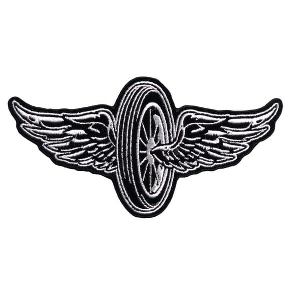 Flying Wheel, High Thread Embroidered Iron-on / Saw-on Xl Rayon PATCH - 11" X 6", Exceptional Quality
