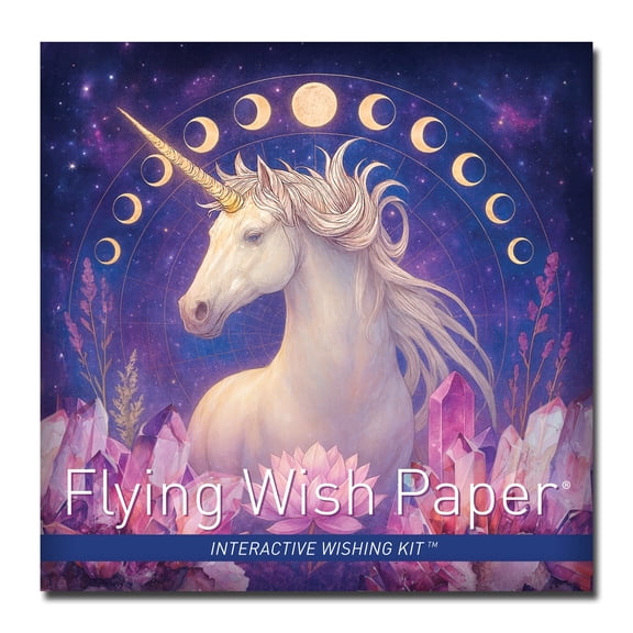 Flying Wish Paper AURORA Standard Mini WISHING KIT Unicorn Manifestation & Intention Ritual Kit Crystals & Moon Phases Design Mindfulness Self-Care & Spiritual Gift Made in USA