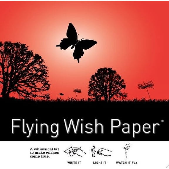 Flying Wish Paper - Write it., Light it, & Watch it Fly - BUTTERFLY, Spiritual Tool for Mediation & Affirmation - 5" x 5" - Mini Kits