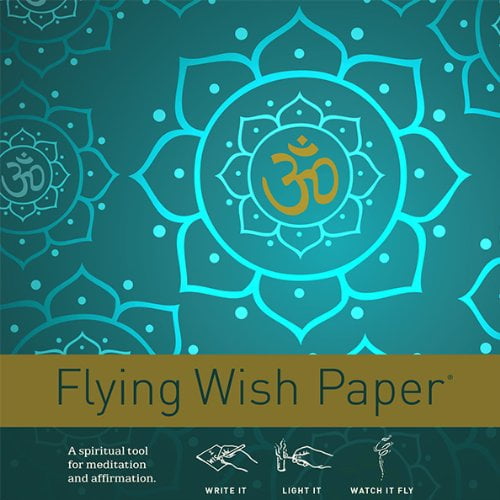 Flying Wish Paper - GOLDEN OM - Write It, Light It, & Watch It Fly, 5"x5", Wish-Making Card
