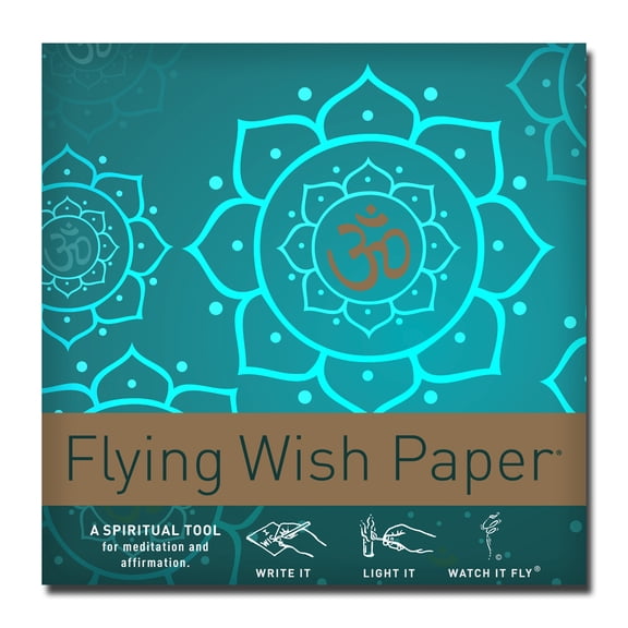 Flying Wish Paper - GOLDEN OM - Write It, Light It, & Watch It Fly, 5"x5", Wish-Making Card