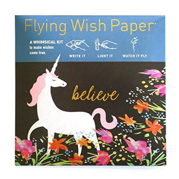 Flying Wish Paper Unicorn- Write It, Light It, & Watch It Fly  - 5" x 5" - Mini Kits Celebration Card