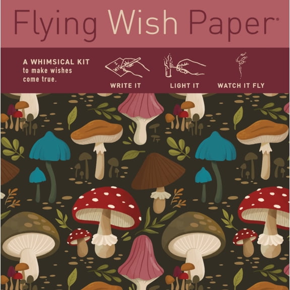 Flying Wish Paper - Write It, Light It, Watch It Fly - Mushrooms - 5" x 5" Mini