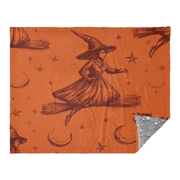 Flying Witch Camping Blankets Bed Throws and Cozy Travel Blanket Fluorescence 70x55in Double Sided