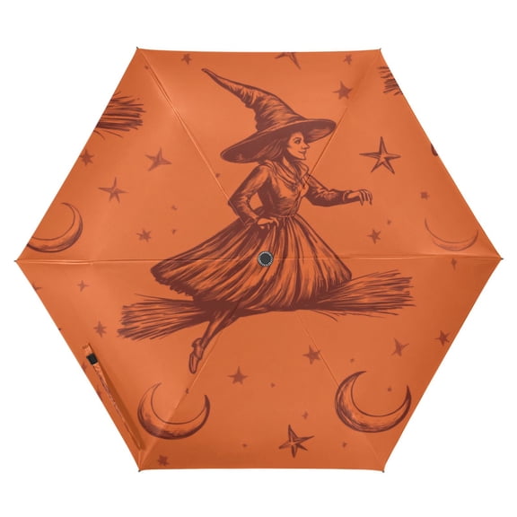 Flying Witch Folding Umbrella UV50+ Waterproof Sun Protection Auto Open Close Compact Fiberglass Frame