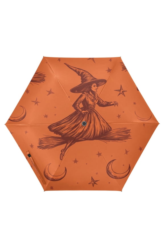 Flying Witch Folding Umbrella UV50+ Waterproof Sun Protection Auto Open Close Compact Fiberglass Frame