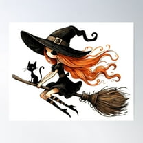 Flying Witch Poster Wall Art, Modern Wall Decor For Living Room Bedroom, 8x12 UNFRAMED
